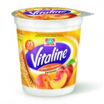 Vitaline yoghurt dessert  with pieces of Peach-Apricot-Cereals0% fat, 380g