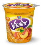 DELTA Vitaline skimmed yoghurt dessert with pieces of peach, apricot fruits & cereals 380g